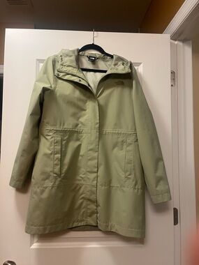 The North Face Women's Light Sage Green Trench Coat with Hood